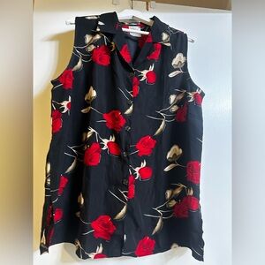 Button Down Sleeveless Blouse